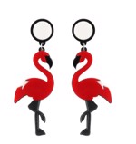 Øreringe - hængeøreringe flamingo, røde/hvid
